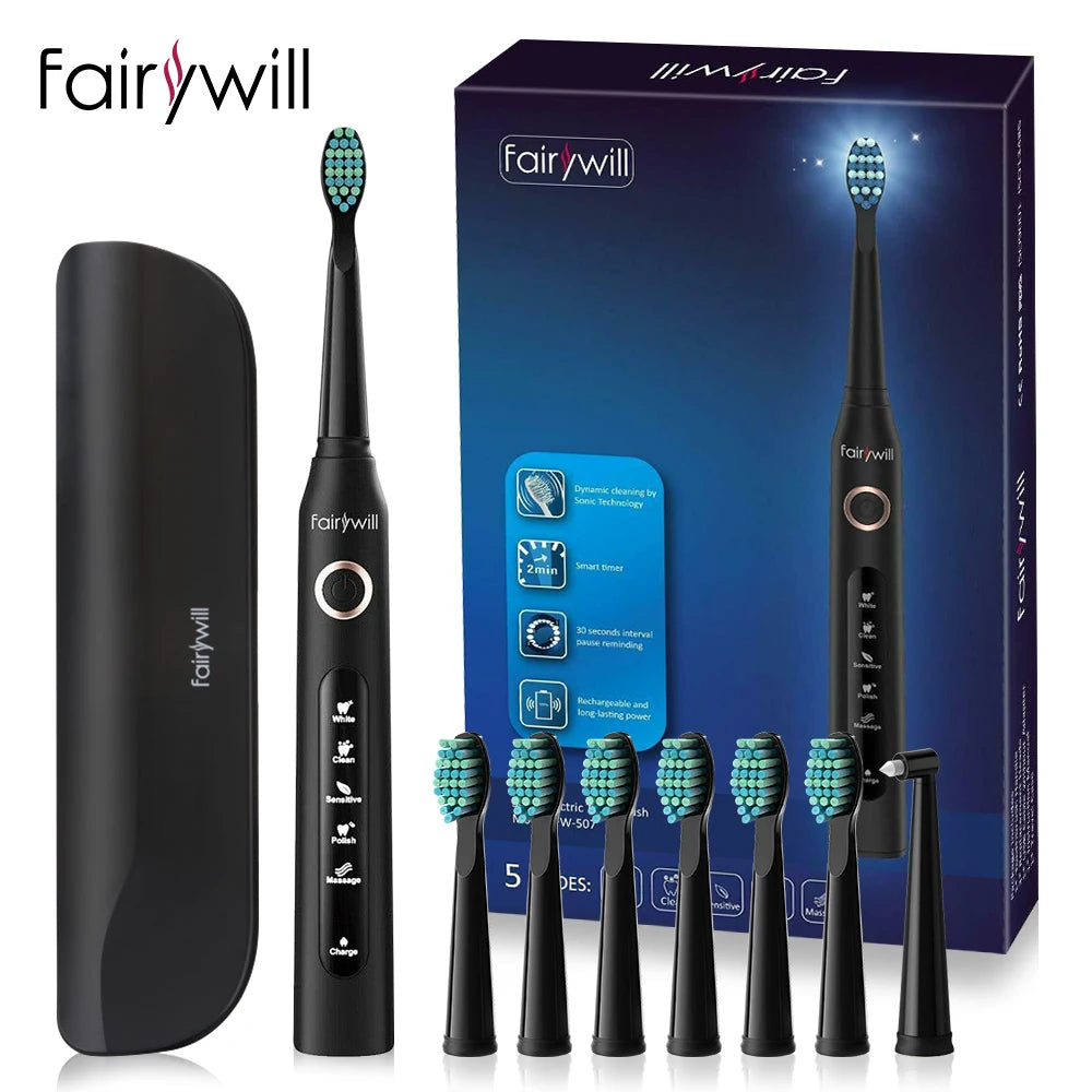 2024 Fairywill Electric Sonic Kids Toothbrush Family Kit with 3 Powerful Rechargeable Whitening Toothbrush and 10 Brush Heads