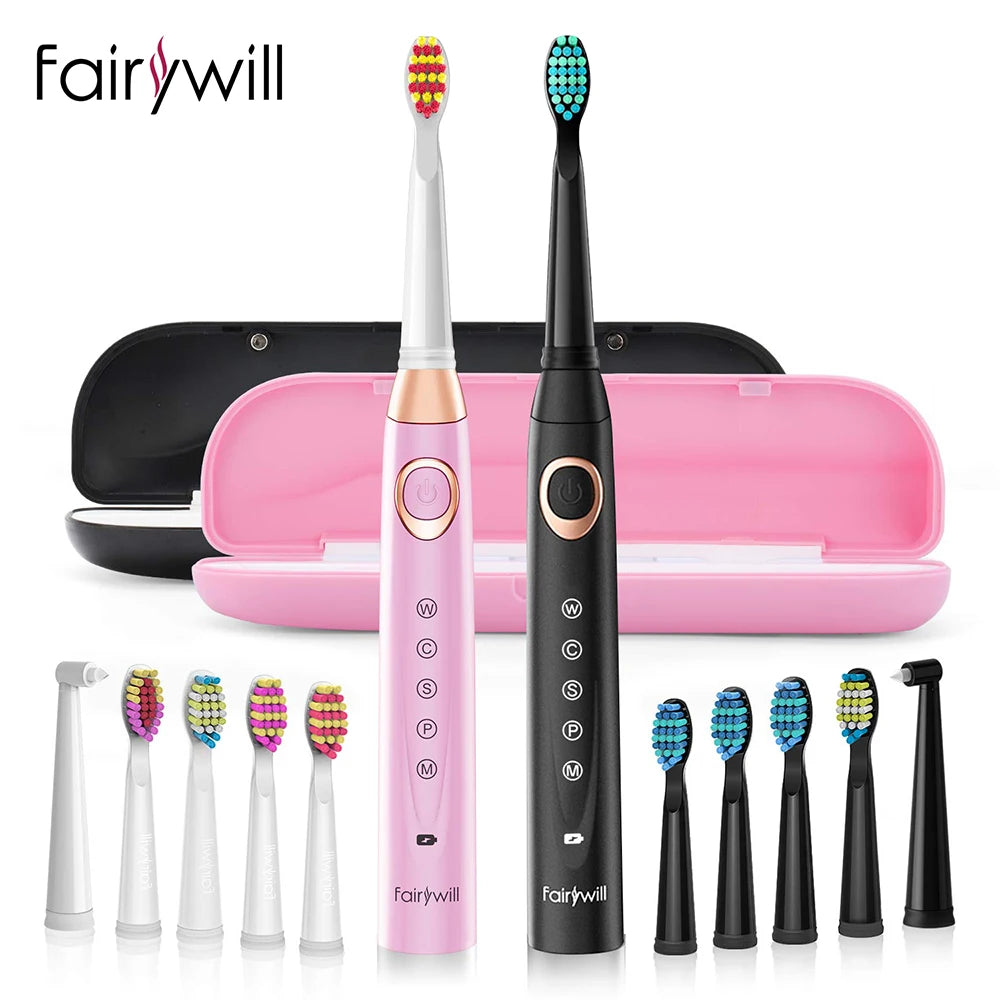 2024 Fairywill Electric Sonic Kids Toothbrush Family Kit with 3 Powerful Rechargeable Whitening Toothbrush and 10 Brush Heads