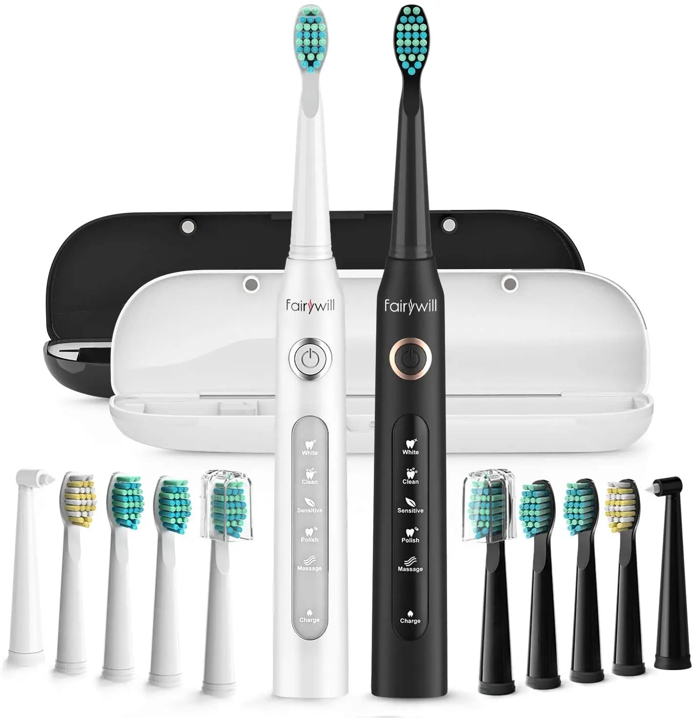 2024 Fairywill Electric Sonic Kids Toothbrush Family Kit with 3 Powerful Rechargeable Whitening Toothbrush and 10 Brush Heads