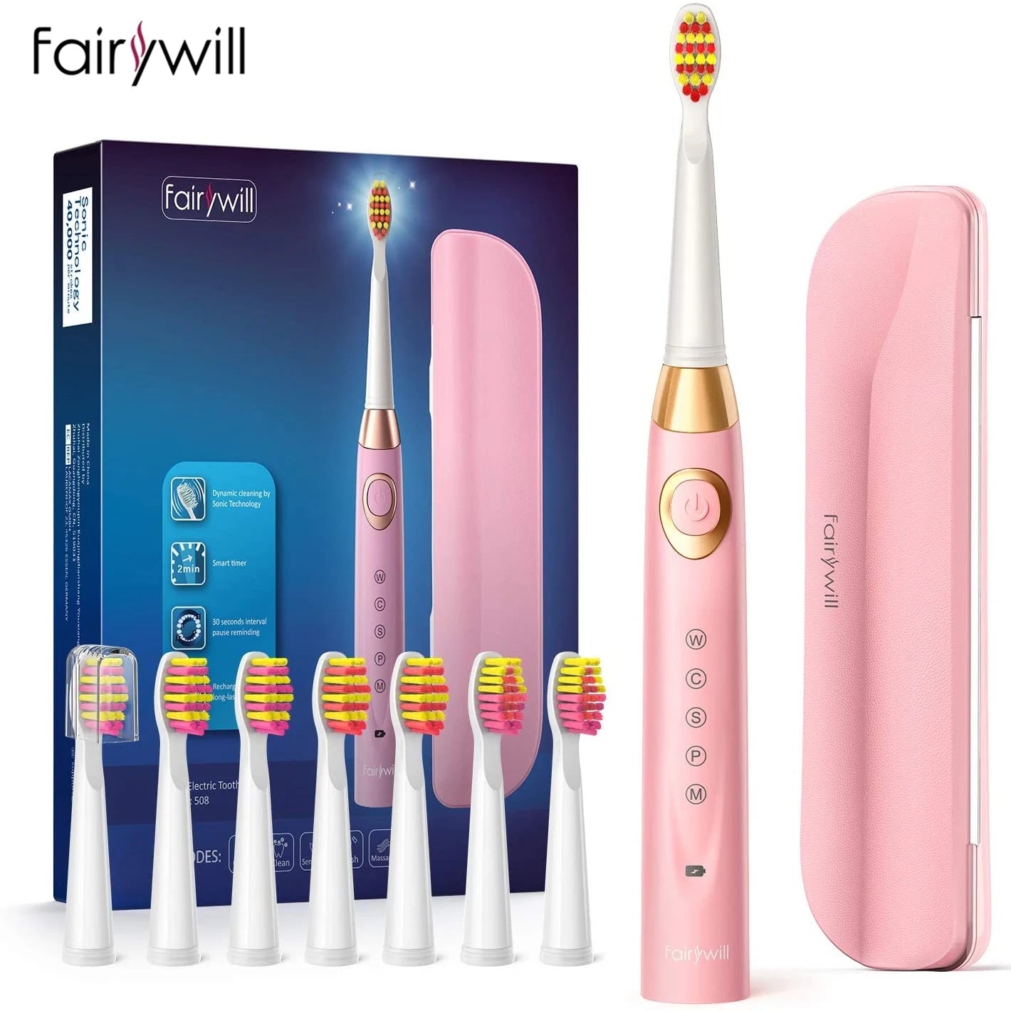 2024 Fairywill Electric Sonic Kids Toothbrush Family Kit with 3 Powerful Rechargeable Whitening Toothbrush and 10 Brush Heads