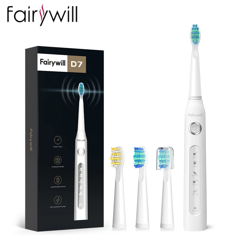 2024 Fairywill Electric Sonic Kids Toothbrush Family Kit with 3 Powerful Rechargeable Whitening Toothbrush and 10 Brush Heads