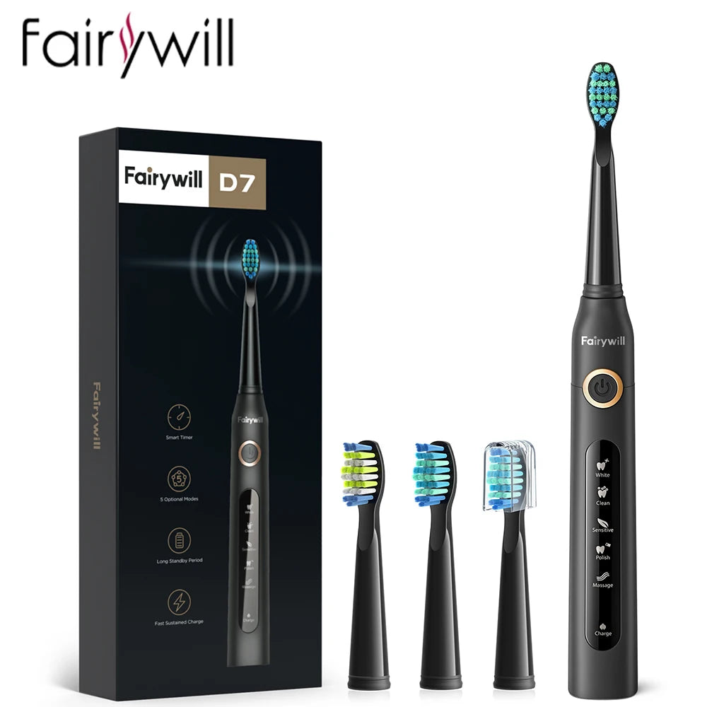 2024 Fairywill Electric Sonic Kids Toothbrush Family Kit with 3 Powerful Rechargeable Whitening Toothbrush and 10 Brush Heads